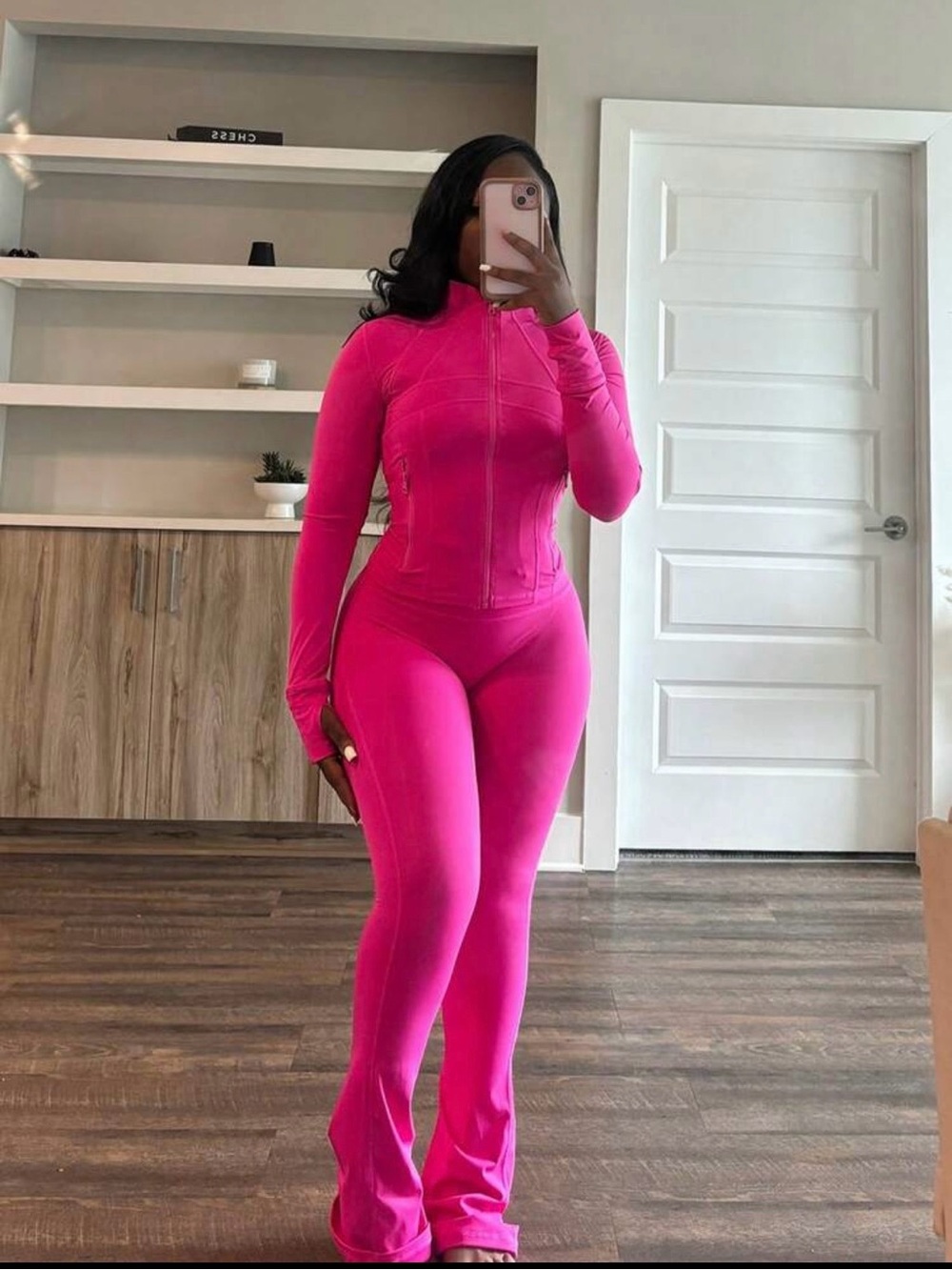 Women’s Hot Pink Zip-Front Jumpsuit